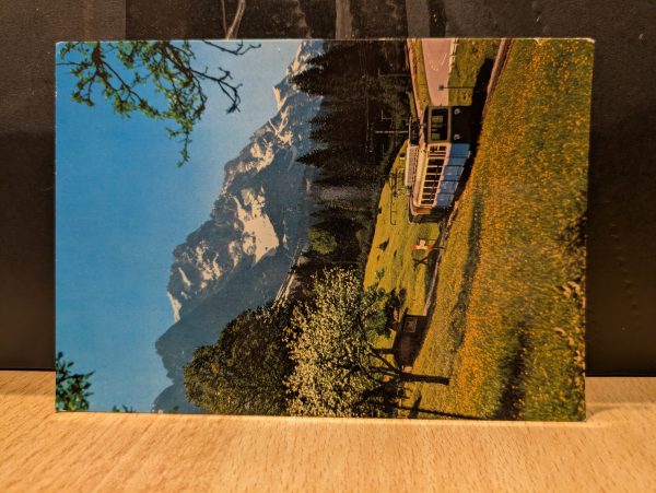 Postkarte Grainau 750-2964m Zugspitzbahn im Hintergrund Zugspitzmassiv