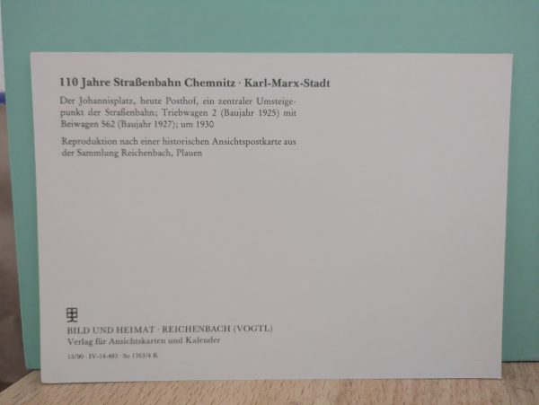 Postkarten" Chronik 110 Jahre Straßenbahn Chemnitz*Karl-Marx-Stadt " – Bild 17