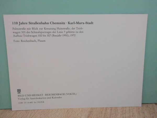 Postkarten" Chronik 110 Jahre Straßenbahn Chemnitz*Karl-Marx-Stadt " – Bild 19