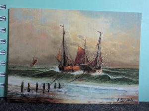 Postkarte "Kutter in der Brandung"